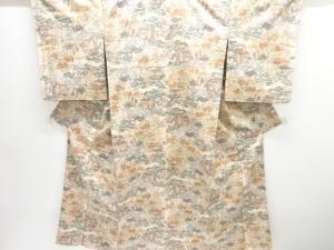 祭風景模様織り出し手織り紬着物